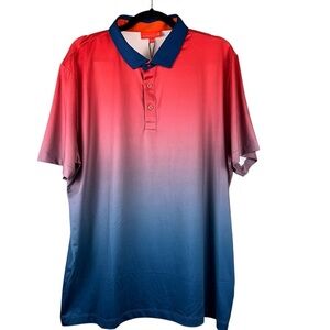 Redvanly Shirt Men's XL Red Devon Ombre Performance Golf Polo NWT
